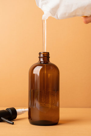 Recycled plastic pump bottle for mock-up. Minimalism brand packaging mockupの写真素材