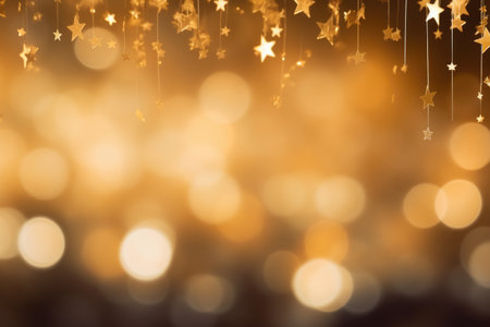 gold star shaped bokeh abstract background. AI Generatedの素材