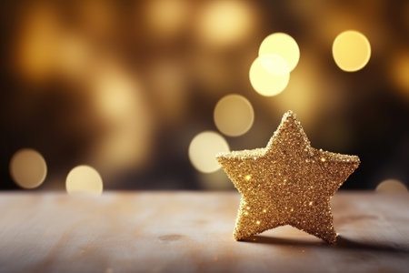 Blue and gold bokeh abstract background. AI Generatedの素材