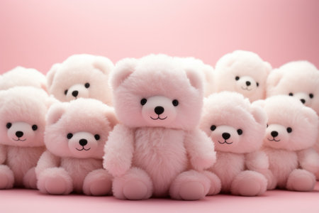 Cute pink teddy bear isolated on white background. AI Generatedの素材