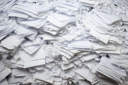 bundles bales of paper documents. stacks packs pile on the desk in the office. ai generatedの素材