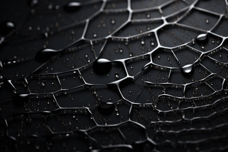 cobweb macro on dark background, banner, Halloween concept. ai generatedの素材