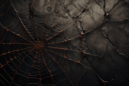 cobweb macro on dark background, banner, Halloween concept. ai generatedの素材