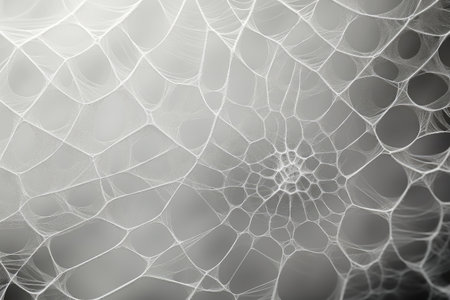 cobweb macro on light background, banner, Halloween concept. ai generatedの素材
