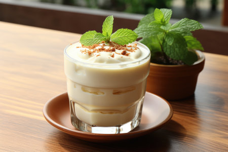delicious pudding with caramel glaze. ai generatedの素材