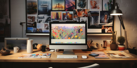 professional creative graphic designer desk. ai generatedの素材