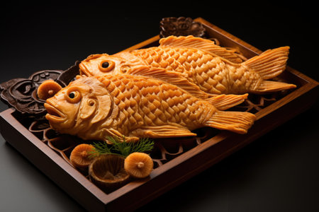 Taiyaki with traditional Japanese red bean paste. ai generatedの素材