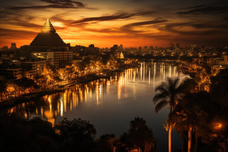 beautiful city in Egypt at sunset. ai generatedの素材