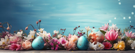 Easter decor concept. Easter background banner. ai generatedの素材