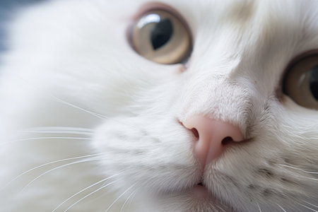 Closeup photo of a cute pink cat's nose and face. ai generatedの素材