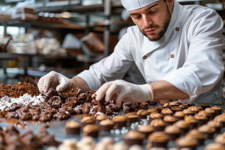 male confectioner working in the kitchen. ai generatedの素材