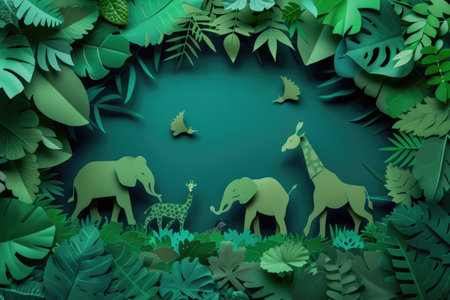 world wildlife day, wildlife concept. creative banner with paper cut style, planet and animals. ai generatedの素材