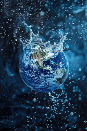 world water day concept. clean water drop in shape of planet Earth. ai generatedの素材