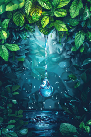 world water day concept. clean water drop in shape of planet Earth. ai generatedの素材