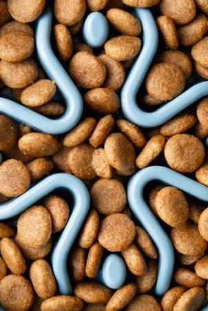 Slow feeding bowl filled with dry food extreme closeupの写真素材