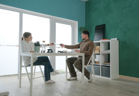 Teamwork meeting, tablet and business people in office workplace. millennial man and woman working...