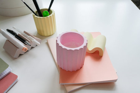child pastel colored stationery on white desk