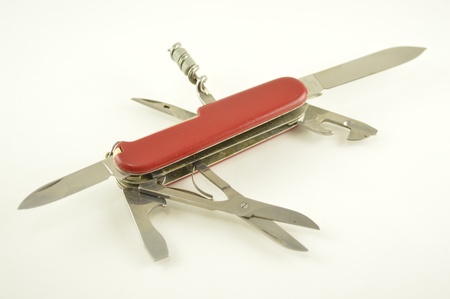 Multipurpose pocket knife isolated on a white background 