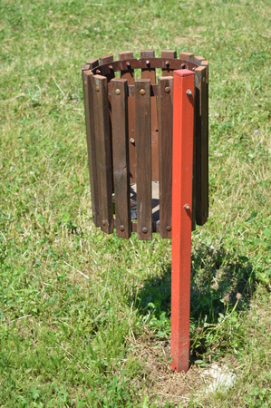 Basket waste in the parkの写真素材