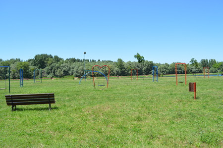 Park next to the river beachの写真素材