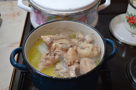 Cooking food on the stoveの写真素材