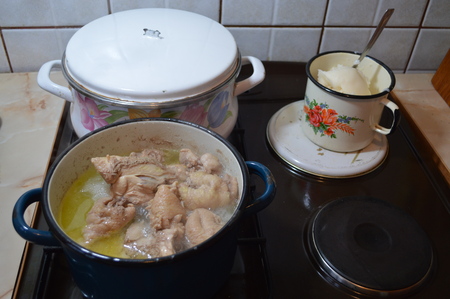Cooking food on the stoveの写真素材