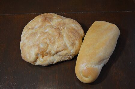 Homemade bread on white backgroundの写真素材