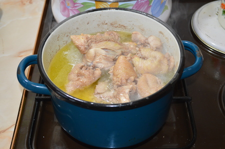 Cooking food on the stoveの写真素材