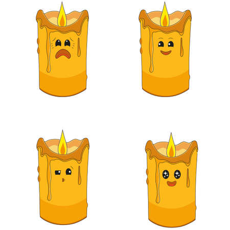 Cute and emotional halloween candlesのイラスト素材