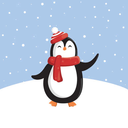 Vector illustration of a penguin in winterのイラスト素材