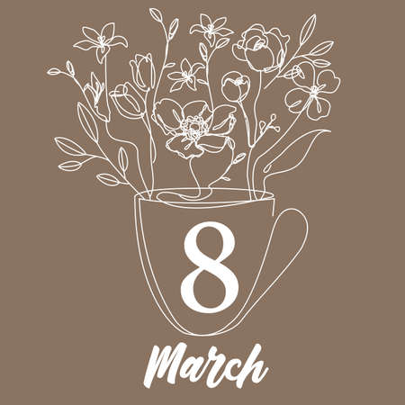 Vector hand drawing beautiful card for March 8のイラスト素材