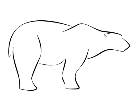 Black line bear on white background. Hand drawing vector graphic.のイラスト素材