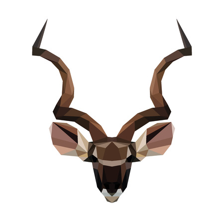 Vector polygonal antelope isolated on white. Low poly cat illustration. Color vector simple animal predator image.のイラスト素材