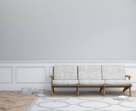 Interior design simple scene. Modern scandinavian interior. 3d render studio.の写真素材