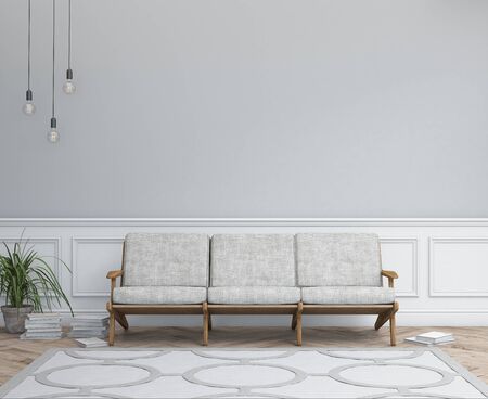 Interior design simple scene. Modern scandinavian interior. 3d render studio.の写真素材