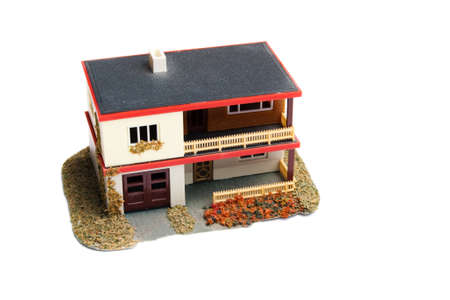toy house isolated on white backgroundの写真素材
