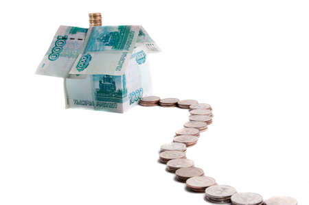 Money House on white backgroundの写真素材