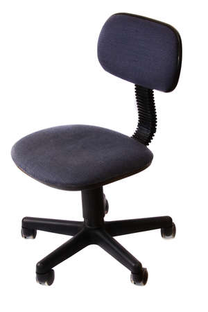 Basic rolling office chair (dark blue) over white.の写真素材
