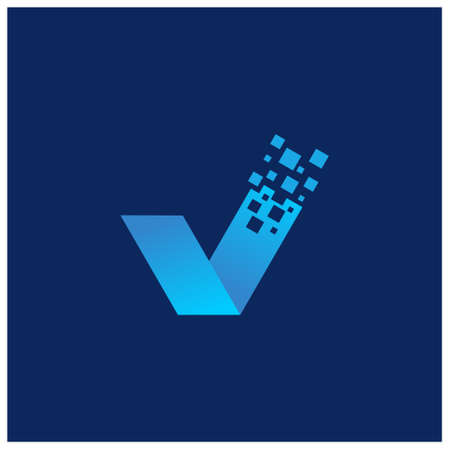 creative accounting letter V in style technology logo design vector graphic downloadのイラスト素材