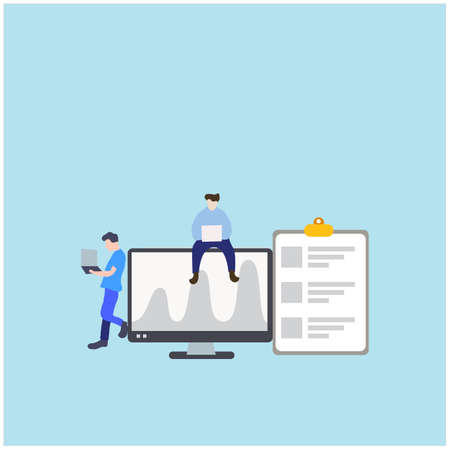 Tiny people and SEO optimized pages Free Vectorのイラスト素材