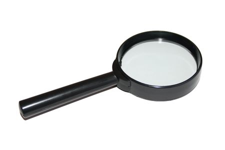 A black magnifier isolated on a white backgroundの写真素材