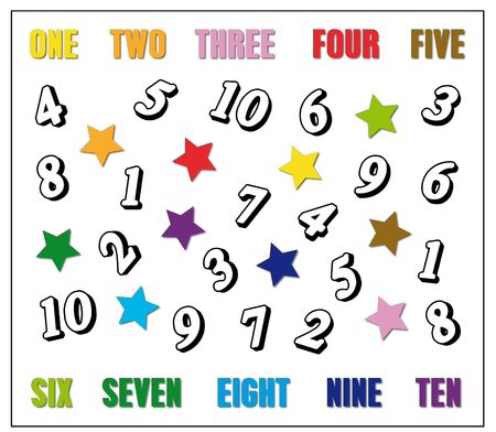 Colour the numbers with the suggested colours. I.E. colour numbers 1 with yellow, numbers 2 with orange and so onの写真素材
