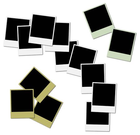 3 sets of colored frames ready to insert photos and create photo collagesの写真素材