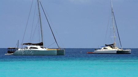 Two catamarans in Zanzibar on a sunny dayの写真素材