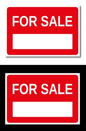 Real estate red and white for sale signboardsの写真素材