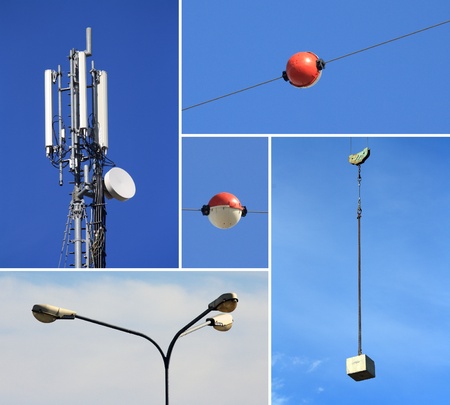 Collage of telecommunications electricity and building industriesの写真素材
