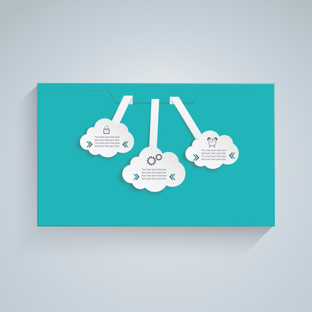 green envelope with three white cloudsのイラスト素材