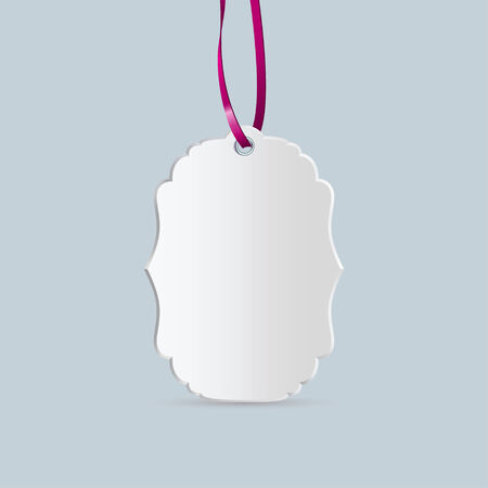 white vintage label with purple ribbonのイラスト素材