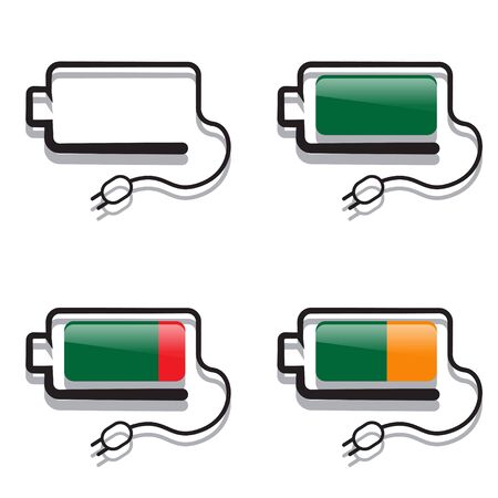 four batteries with a creative view of chargesのイラスト素材