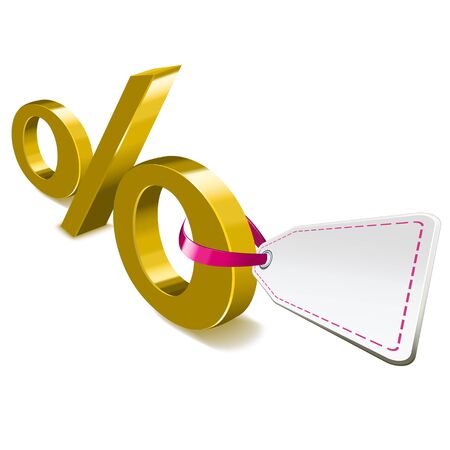 White label and gold percent sign on a white backgroundのイラスト素材